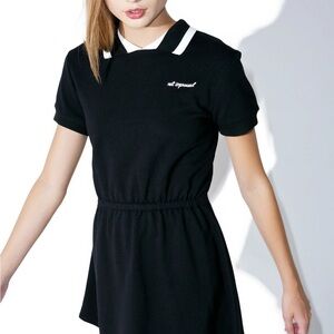 Black Polo Dress with White Collar